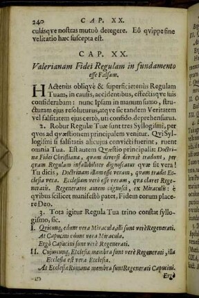 Cap. XX. Valerianam Fidei Regulam in fundamento esse Falsam.