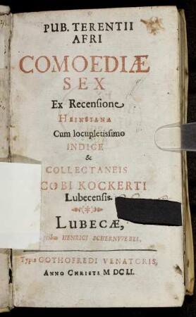 Pub. Terentii Afri Comoediae Sex