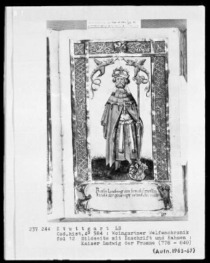 Welfenchronik — Kaiser Ludwig der Fromme, Folio 12recto