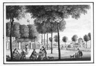 Das Linkesche Bad zu Dresden : Zingg, Adrian (zugeschrieben, wohl Schüler). Das Linkesche Bad zu Dresden. Umrißradierung, Sepia getönt; 99 x 147 mm. 1821. Dresden: SLUB, Kartensammlung B 7629