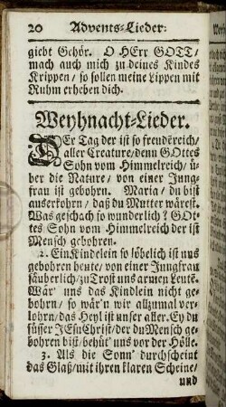 Weynacht-Lieder.