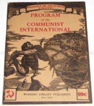 Programm der Kommunistischen Internationale mit illustriertem Umschlagtitel (amerik.)