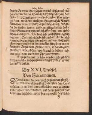 Der XVI. Artickel.