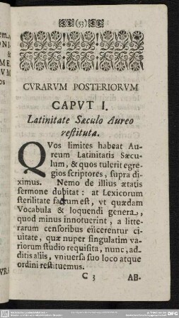 Caput I. Latinitate Saeculo Aureo restituta