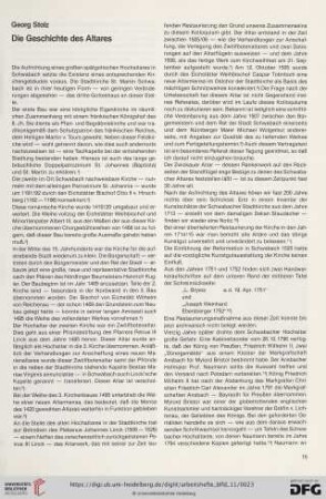 Die Geschichte des Altares