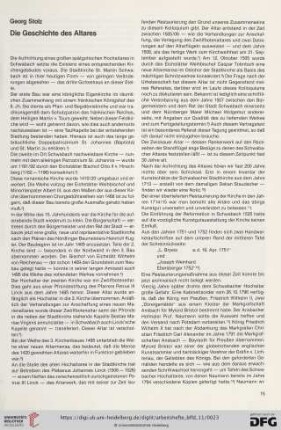 Die Geschichte des Altares
