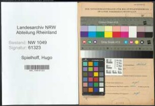 Entnazifizierung Hugo Spielhoff , geb. 19.11.1891 ()