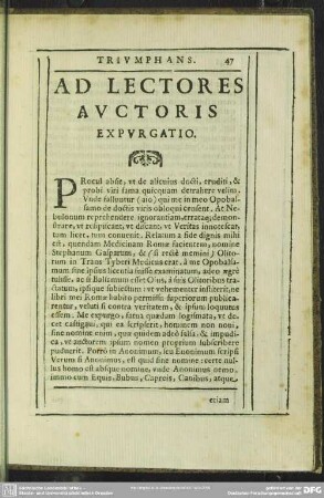 Ad Lectores Auctoris Expurgatio
