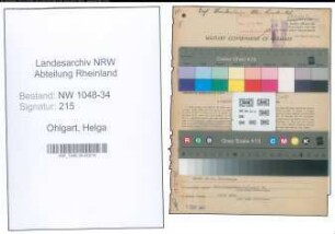 Entnazifizierung Helga Ohlgart , geb. 14.01.1922 ()
