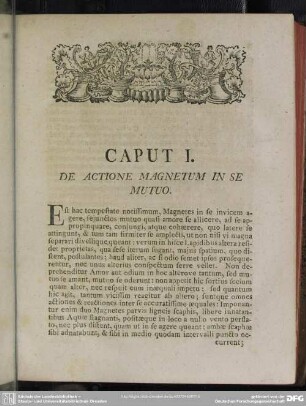 Caput I. De Actione Magnetum In Se Mutuo