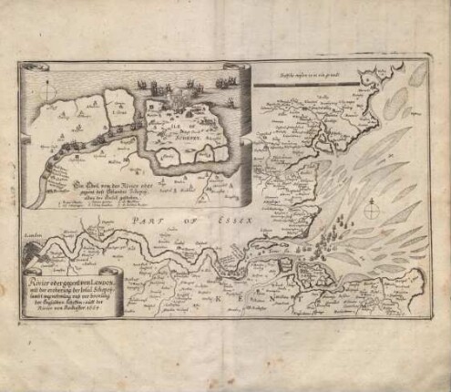 Rivier oder gegent von London, mit der eroberung der Insul Schepey