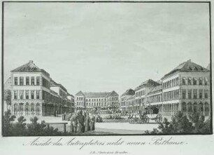 Ansicht des Antonplatzes nebst neuen Posthause : Ansicht des Antonplatzes nebst neuen Posthause. Umrißstich, koloriert. um 1835