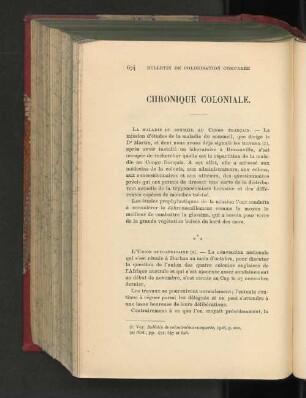 Chronique Coloniale.