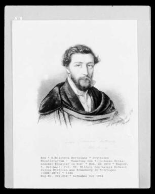 Deutsches Künstleralbum: Sammlung von Bildnissen Germanischer Künstler in Rom — fol. 93: Bildnis des Malers Erdmann Julius Dietrich aus Eisenberg in Thüringen (1808-1878)
