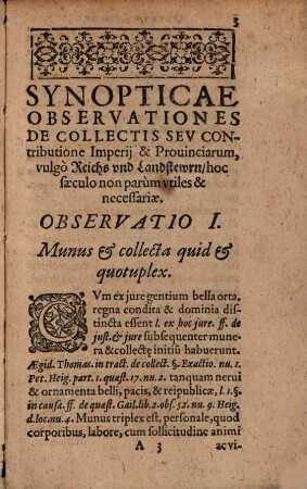 Synopticae observationes de collectis seu contributione imperii et provinciarum