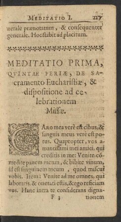 Meditatio Prima, Quintae Feriae ...