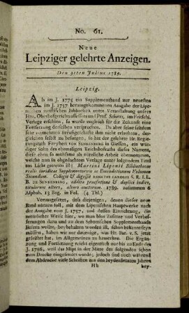 No. 61. Den 31ten Julius 1789.