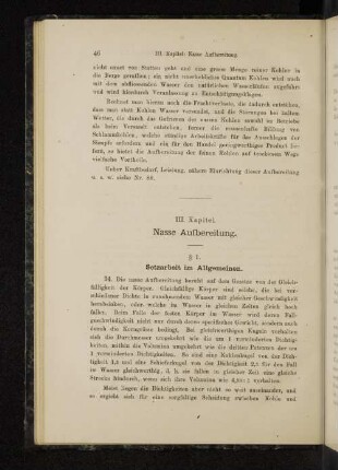 III. Kapitel. Nasse Aufbereitung.