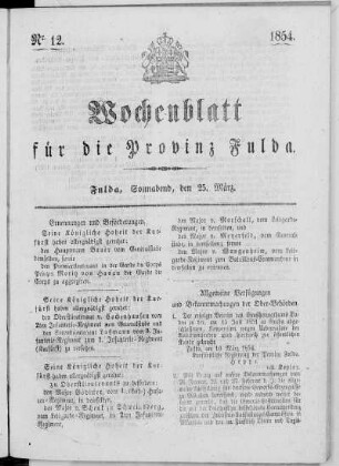 Nr. 12, Ausgabe vom 25. März 1854