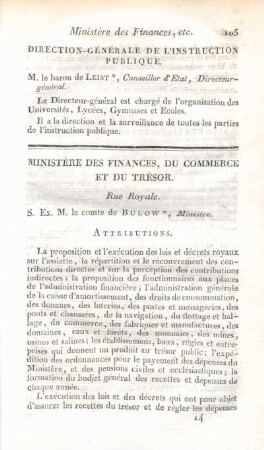 Ministère des finances, du commerce et du trésor.