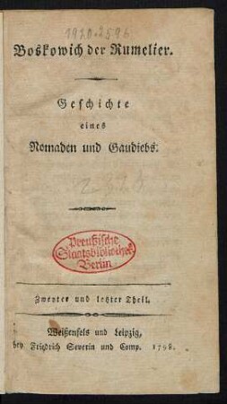 Th. 2: Boskowich der Rumelier : Geschichte eines Nomaden und Gaudiebs