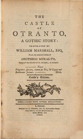 The Castle of Otranto : a gothic story