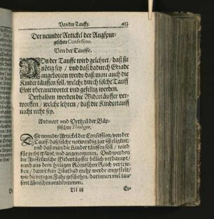 [Der neundte - zwölffte Artickel der Augspurgischen Confession.]