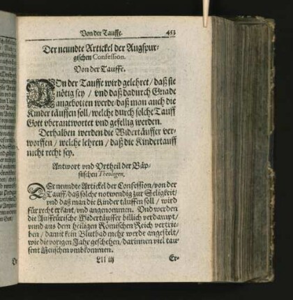 [Der neundte - zwölffte Artickel der Augspurgischen Confession.]