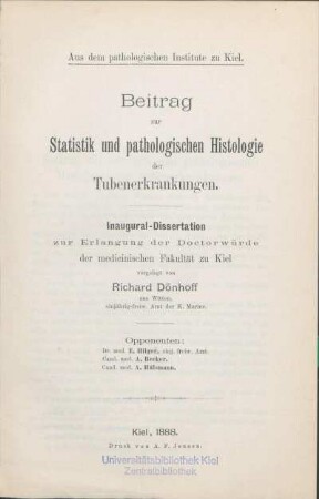 Beitrag zur Statistik und pathologischen Histologie der Tubenerkrankungen