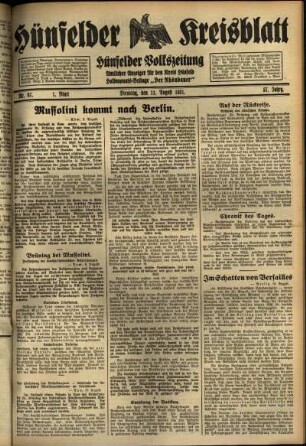 Erste Ausgabe vom Dienstag, den 11. August 1931.