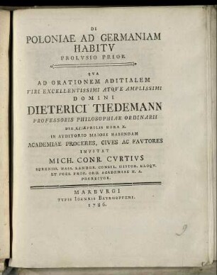 1: De Poloniae Ad Germaniam Habitu Prolusio .... 1