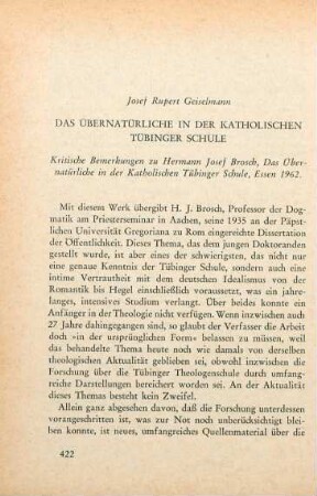 422 - 453 Das Übernatürliche in der Katholischen Tübinger Schule