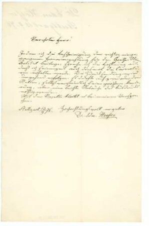 Korrespondenz von Edmund Hoefer an George Westermann