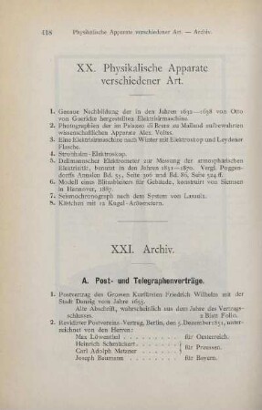 XX. Physikalische Apparate verschiedener Art