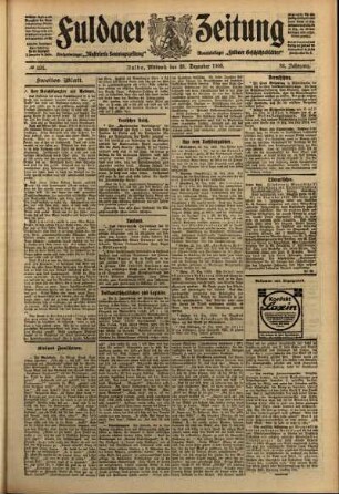 Zweite Ausgabe vom Mittwoch, den 29. Dezember 1909.