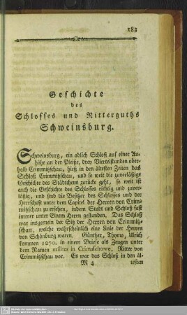 Geschichte des Schlosses und Ritterguths Schweinsburg