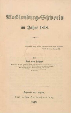 1848: Mecklenburg-Schwerin im Jahre ...