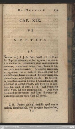 Cap. XIX. De Nuptiis