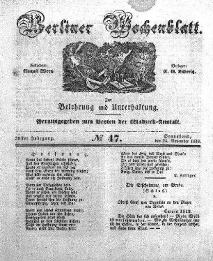 No. 47, Sonnabend, den 24. November 1838.