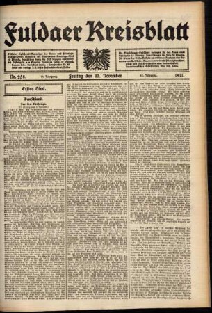 Erste Ausgabe vom Freitag, den 10. November 1911.