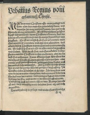 Urbanus Regius vom erkantnuß Christi.
