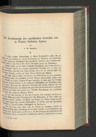 Die Bestimmung des spezifischen Gewichts von in Wasser löslichen Salzen.