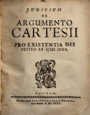 Iudicium de argumento Cartesii pro existentia Dei petito ab eius idea