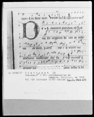 Antiphonarium de Tempore (Zisterzienserhandschrift) — Initiale D(EUS omnium), Folio 152recto
