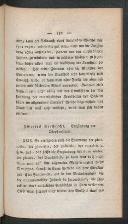 Zweytes Geschlecht. Entzündung der Diaphanhäute