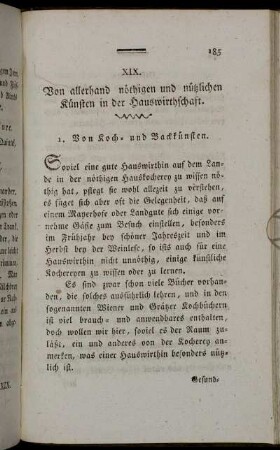 XIX. Von allerhand nöthigen und nützlichen Künsten in der Hauswirtschaft.