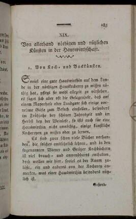 XIX. Von allerhand nöthigen und nützlichen Künsten in der Hauswirtschaft.