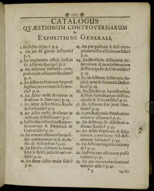 Catalogus Quæstionum Controversiarum in Expositione Generali.