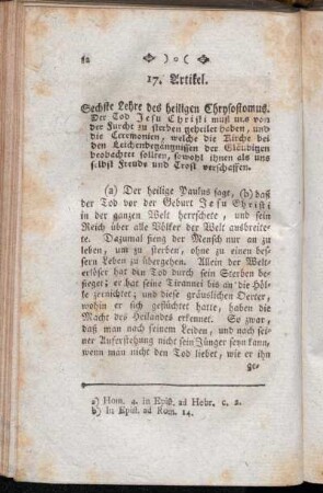17. Artikel. Sechste Lehre des heiligen Chrysostomus.