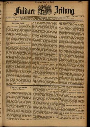 Ausgabe vom Dienstag, den 14. April 1885.